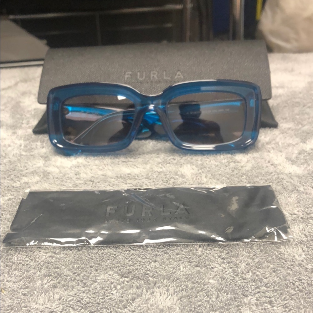Furla Blue Rectangular Sunglasses NWT - image 1